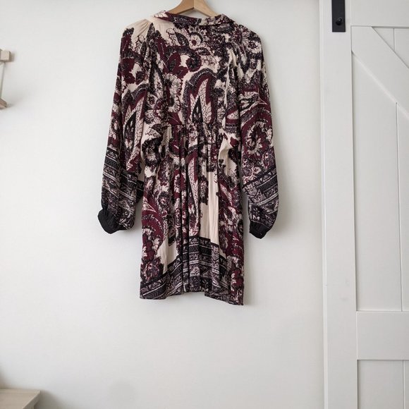 Free People Floral Pattern 3/4 Sleeve Mini Dress - Picture 3 of 4